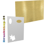 Aluminiumverbundplatte gold gebürstet In Frei-Form (max. 4 Konturfräsungen möglich), einseitig 4/0-farbig bedruckt