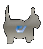 Aluminiumverbundplatte in Hund-Form konturgefräst <br>einseitig 4/0-farbig bedruckt