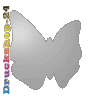 Aluminiumverbundplatte in Schmetterling-Form konturgefräst <br>beidseitig 4/4-farbig bedruckt