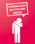 Aufkleber rechteckig (14,0 x 18,0 cm) mit Motiv HYGIENE BEIM HUSTEN UND NIESEN