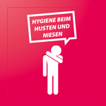 Aufkleber rechteckig (3,8 x 3,8 cm) mit Motiv HYGIENE BEIM HUSTEN UND NIESEN