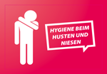 Aufkleber rechteckig (6,0 x 4,0 cm) mit Motiv HYGIENE BEIM HUSTEN UND NIESEN