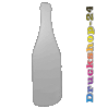 Displaykarton in Flasche-Form konturgefräst <br>beidseitig 4/4-farbig bedruckt