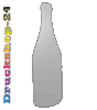 Displaykarton in Flasche-Form konturgefräst <br>einseitig 4/0-farbig bedruckt