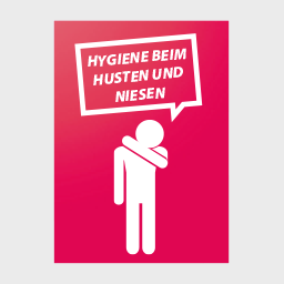 Etiketten auf Rolle, rechteckig (10,5 x 14,8 cm) mit Motiv HYGIENE BEIM HUSTEN UND NIESEN