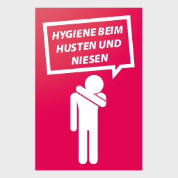 Etiketten auf Rolle, rechteckig (13,0 x 20,0 cm) mit Motiv HYGIENE BEIM HUSTEN UND NIESEN