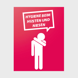 Etiketten auf Rolle, rechteckig (14,0 x 18,0 cm) mit Motiv HYGIENE BEIM HUSTEN UND NIESEN