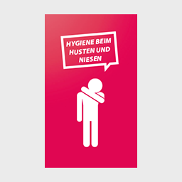 Etiketten auf Rolle, rechteckig (3,1 x 5,5 cm) mit Motiv HYGIENE BEIM HUSTEN UND NIESEN