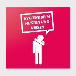 Etiketten auf Rolle, rechteckig (9,0 x 8,5 cm) mit Motiv HYGIENE BEIM HUSTEN UND NIESEN