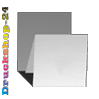 Faltblatt, gefalzt auf Quadrat 12,0 cm x 12,0 cm, horizontaler Wickelfalz, 8-seitig