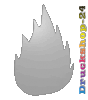 Hartschaumplatte in Feuer-Form konturgefräst <br>beidseitig 4/4-farbig bedruckt