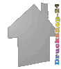 Hartschaumplatte in Haus-Form konturgefräst <br>beidseitig 4/4-farbig bedruckt