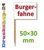 Hochwertige Burgerfahne mit Holzpicker, 50 x 30 mm, beidseitig bedruckt