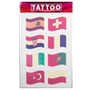 Hochwertiger Tattoo-Bogen mit transparenter Schutzfolie Flaggen Gemischt