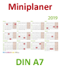 Jahresplaner DIN A7 quer (105 x 74 mm), 4/4 beidseitig farbig