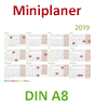 Jahresplaner DIN A8 quer (74 x 52 mm), 4/0 einseitig farbig