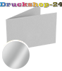 Klapp-Visitenkarten quer 5/5 farbig mit einseitigem vollflächigem UV-Lack <br>beidseitig bedruckt (CMYK 4-farbig + 1 Silber-Sonderfarbe)