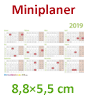 Mini-Jahresplaner (88 x 55 mm), 4/0 einseitig farbig