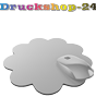 Mousepad hochwertig bedruckt aus Kunststoff mit Kautschuk-Rücken in Button-Form konturgestanzt