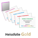 Multiloft-Visitenkarten Quadrat 55 x 55 mm mit beidseitiger Heißfolienprägung Gold, 4/4 farbig (beidseitiger Druck)