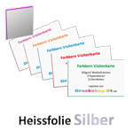Multiloft-Visitenkarten Quadrat 55 x 55 mm mit einseitiger Heißfolienprägung Silber, 4/4 farbig (beidseitiger Druck)