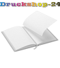 Notizbuch DIN A5 hoch, Umschlag: Hardcover 4/0-farbig, Inhalt: 128 blanko Inhaltsseiten inkl. Abrissperforation (1 cm vom Bund)
