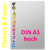 Plakat DIN A1 hoch (594 x 841 mm) einseitig 5/0-farbig bedruckt (CMYK 4-farbig + 1 Sonderfarbe HKS oder Pantone)