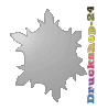 Polystyrolplatte in Schneeflocke-Form konturgefräst <br>beidseitig 4/4-farbig bedruckt