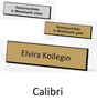 Rechteckiges Namenschild mit Lasergravur in Metalloptik, Schrift: Calibri