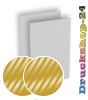 Visitenkarten hoch 5/5 farbig 50 x 90 mm mit beidseitig partieller UV-Lackierung <br>beidseitig bedruckt (CMYK 4-farbig + 1 Gold-Sonderfarbe)