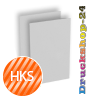 Visitenkarten hoch 5/5 farbig 50 x 90 mm mit einseitigem partiellem UV-Lack <br>beidseitig bedruckt (CMYK 4-farbig + 1 HKS-Sonderfarbe)