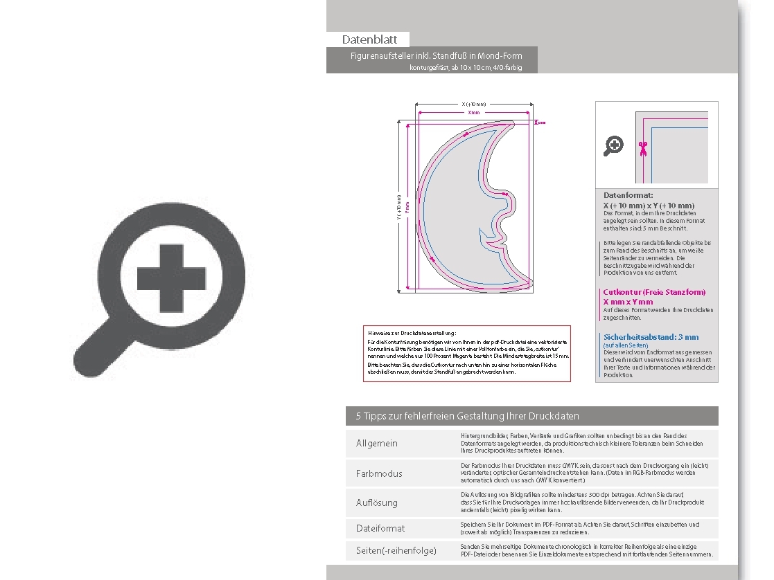 Product Bild figurenaufsteller_inkl__standfu___in_mond-form_konturgefr__st__ab_10_x_10_cm__einseitig_4_0-farbig_bedruckt