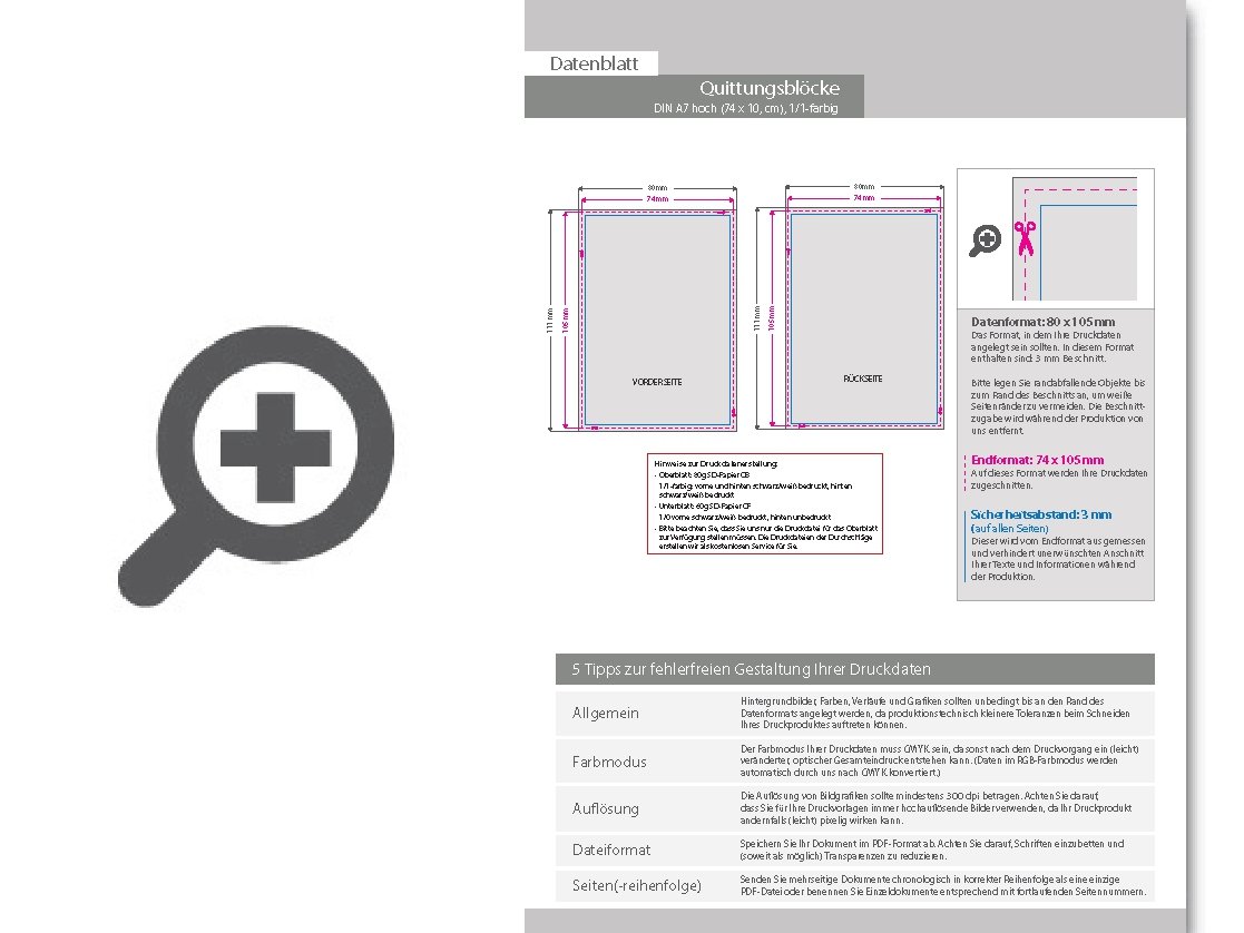 Product Bild quittungsblock_din_a7_hoch__3-fach__4_0-farbig__50_s__tze_je_block