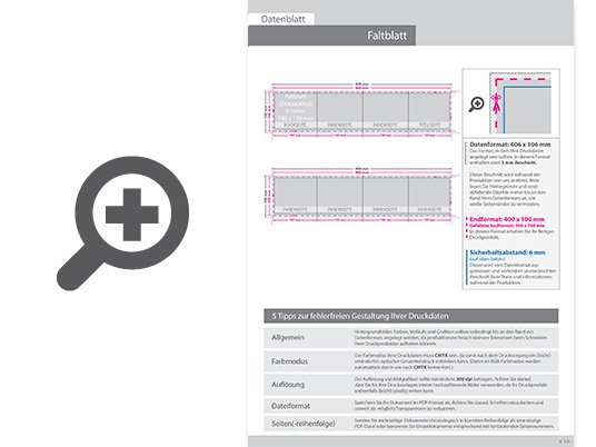 Product Bild faltblatt__gefalzt_auf_quadrat_10_0_cm_x_10_0_cm__8-seiter_(zickzackfalz)__beidseitig_bedruckt_(4_4_farbig_+_1_sonderfarbe_hks)