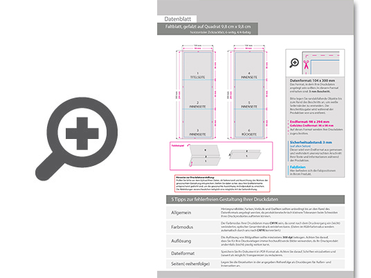 Product Bild faltblatt__gefalzt_auf_quadrat_9_8_cm_x_9_8_cm__horizontaler_zickzackfalz__6-seitig