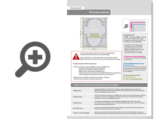 Product Bild hochwertige_whiteboard-folie_inkl__laminat_in_kopf-form_konturgeschnitten_unbedruckt