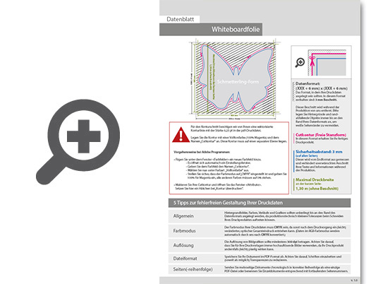 Product Bild hochwertige_whiteboard-folie_inkl__laminat_in_schmetterling-form_konturgeschnitten_unbedruckt