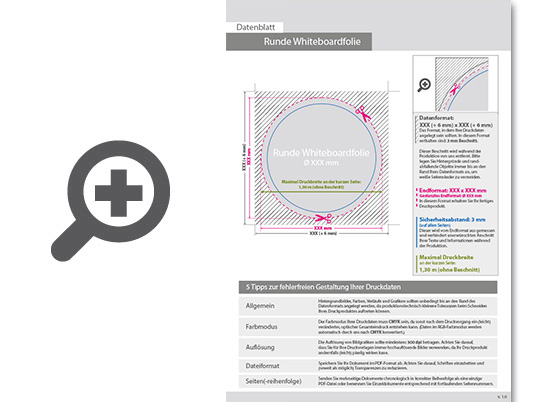 Product Bild hochwertige_whiteboard-folie_inkl__laminat_rund_(kreisrund_konturgeschnitten)_unbedruckt