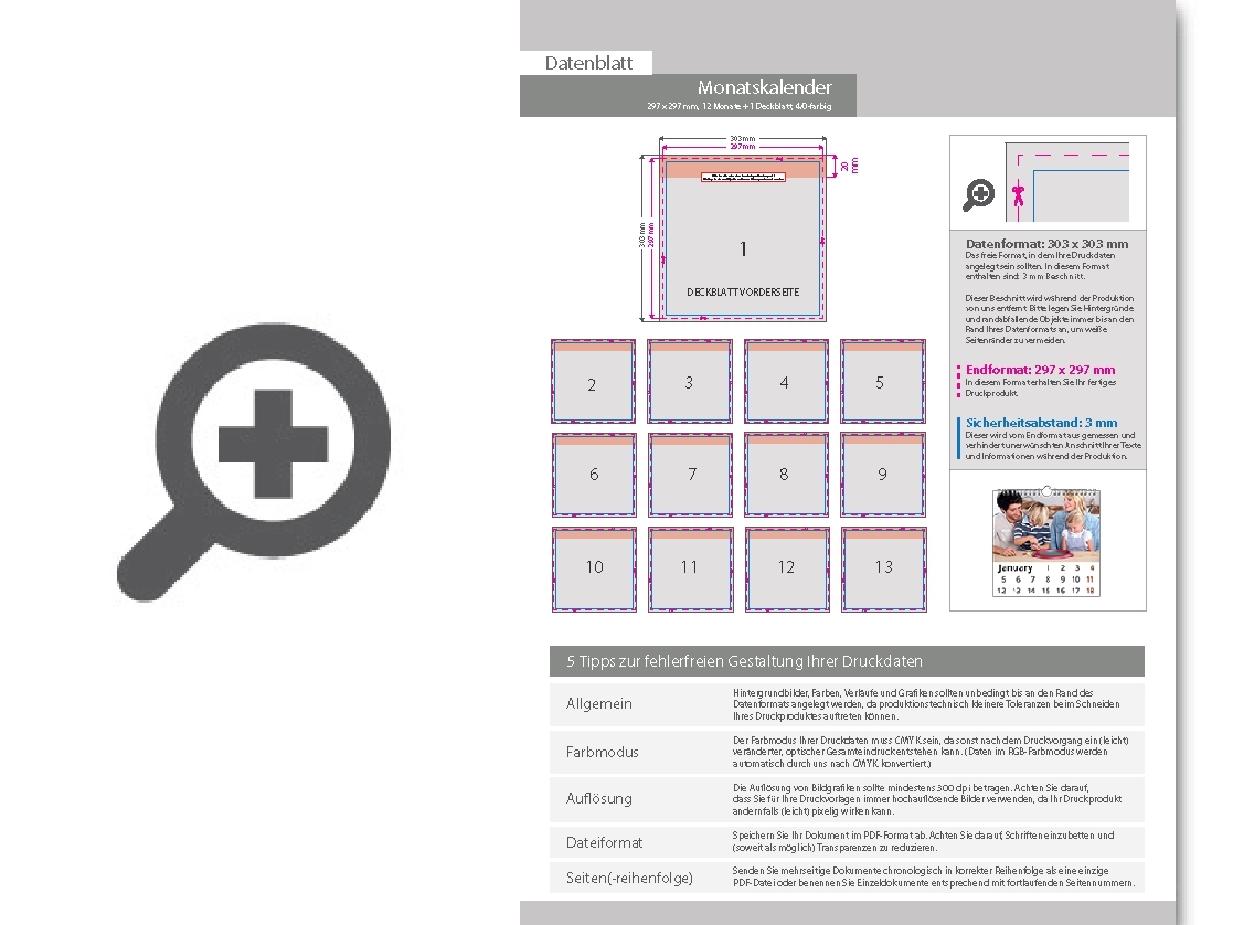 Product Bild monatskalender_13_blatt_(12_monate_+_deckblatt)__einseitig_bedruckt_4_0_farbig__quadrat_(297_x_297_mm)