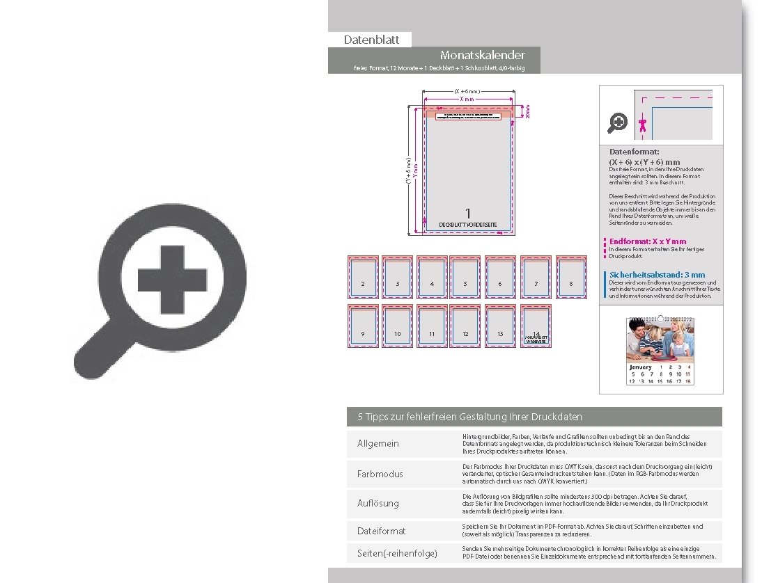 Product Bild monatskalender_14_blatt_(12_monate_+_1_deckblatt_+_1_schlussblatt)__einseitig_bedruckt_4_0_farbig__eigene_gr____e_(freies_format)